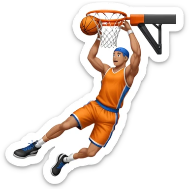 an arm dunking a basketball into a hoop sticker