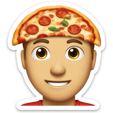 Een pizza met armen en benen en gezicht sticker