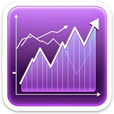 A glowing purple hologram of a line chart sticker