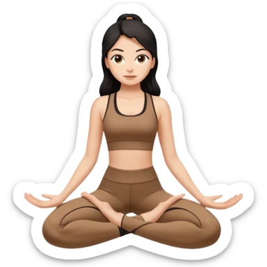 pilates girl in brown set whit black long hair  sticker