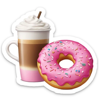 Pink sprinkle donut and a latte  sticker