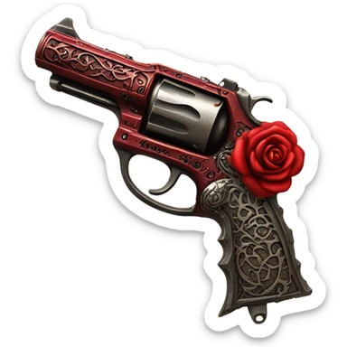 Red ghotic  rose pistol  sticker