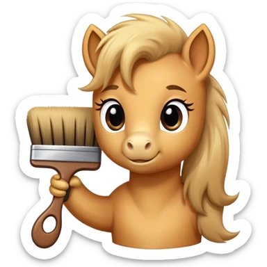 pony being brushed sticker