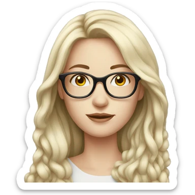 Beautiful pale woman, long hair, glasses sticker