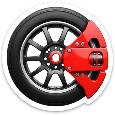 Car wheel emoji with red brake caliper inside wheel sticker