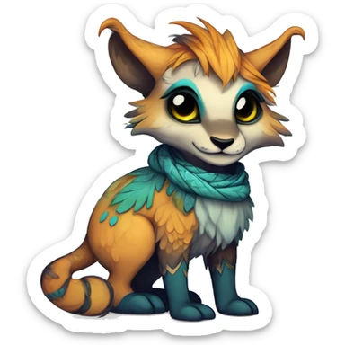 cute Kawaii edgy fantasy animal fursona Fionbri creature by griffsnuff & LiLaiRa & Falvie with exotic colors full body sticker