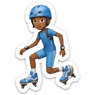 Roller blader black boy sticker
