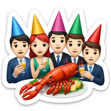 Too many people eating lobster at a family party sticker