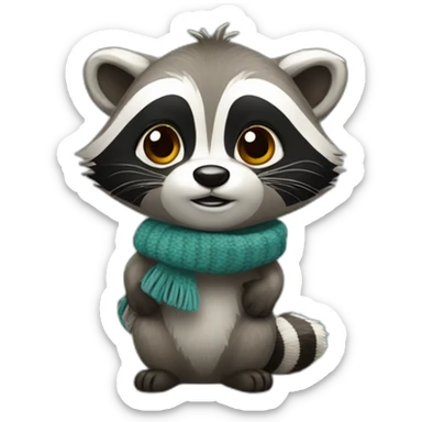 Little Racoon with canadian scarf sticker