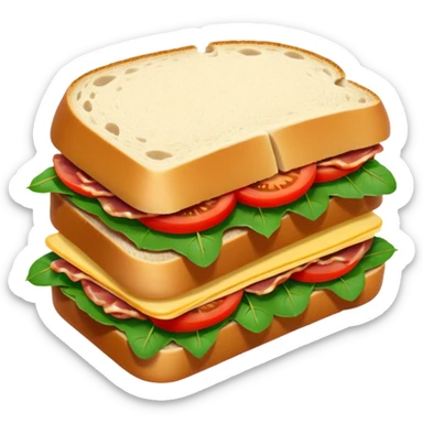 Sourdough bread sandwich with arugula and bacon and tomato slices inside sticker