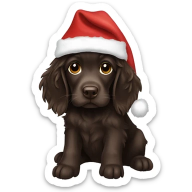 Boykin spaniel puppy Christmas hat sticker