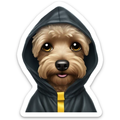 Black yorkipoodle in raincoat sticker