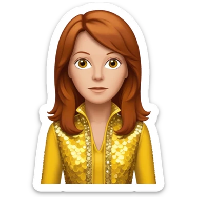 Anni-Frid Lyngstad from ABBA with long reddish brown hair, yellow sequin outfit  sticker