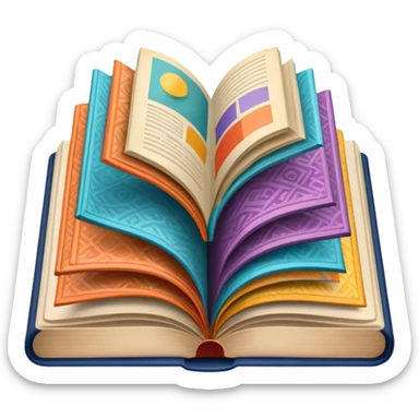 an open book with wallpaper samples. sticker