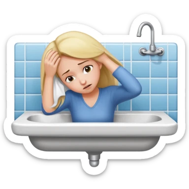 Girl bent over bathroom sink sticker