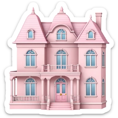 baby pink dollhouse mansion with miniature furniture  sticker