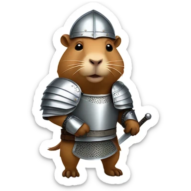 Capybara with sword and armor sticker