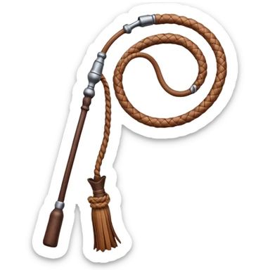 cowboy whip object icon, coiled leather whip, wooden handle, western style, 3D cartoon, mobile game icon style, centered, clean background, soft shadow, no text, no watermark
 sticker
