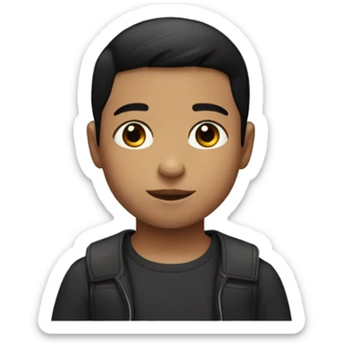 Little mid toned kid with black straight hair and middle part brown eyes  sticker