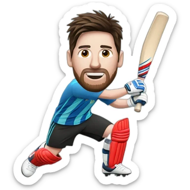 Messi playing cricket sticker