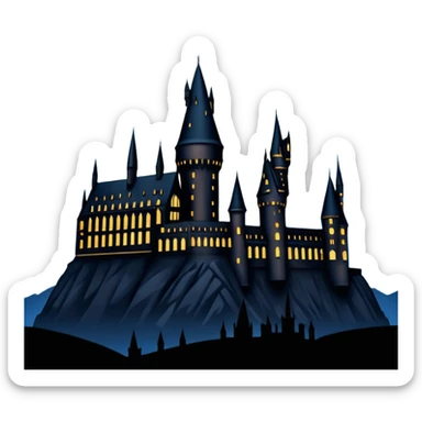 silhouette Hogwarts castle on a starry night sticker