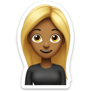 Chica de cabello negro liso y largo con un micrófono picando el ojo en movimiento  sticker