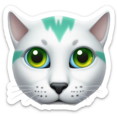 Gato  blanco con un ojo azul y otro verde sticker