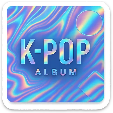 kpop album with holographic cover, trendy sticker