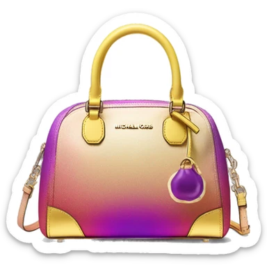 Realistic gold iridescent yellow pink purple ombre michael kors satchel purse. sticker