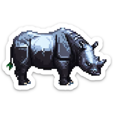 pixel art rhinoceros in game style sticker