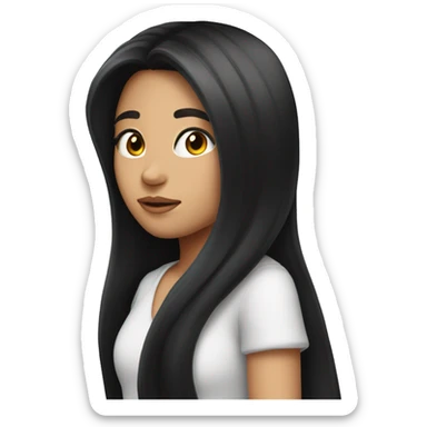 A girl with long black hair who’s really pretty sticker