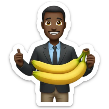 Un homme noir tiens une grande banane dans ses mains sticker