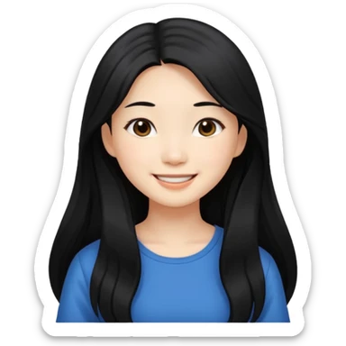 Pretty Asian girl with money long hair sticker