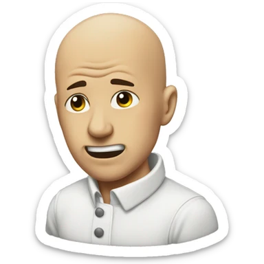 bald man with a ponytail punching a slap sticker