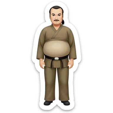 unhealthy steven segal full-body balding with ponytail. pot belly sticker