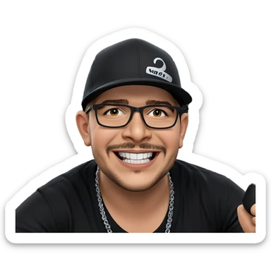 smiling boy in black shirt sticker