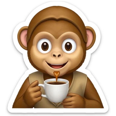 monkey sipping coffee sticker