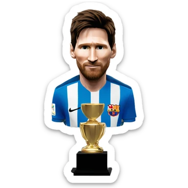 Lionel Messi qui soulève un trophée  sticker