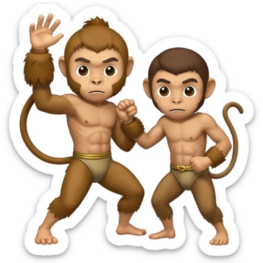 Man fighting a monkey in hand to hand combat  sticker