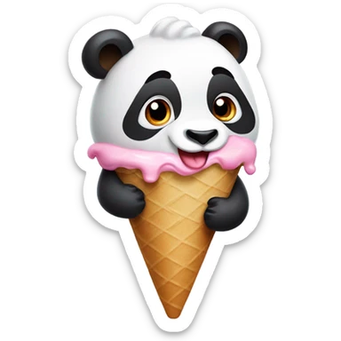 Panda eating ice cream sticker