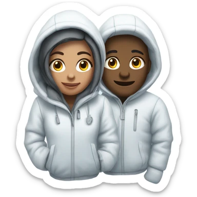 Couple in matching snow suits sticker