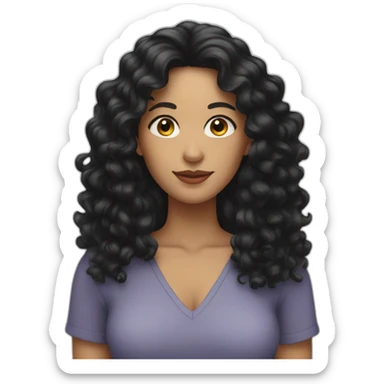 woman with long black curly hair sticker