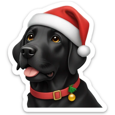 Black lab with Santa hat sticker