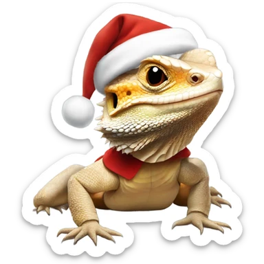 Bearded dragon celebrating Christmas sticker