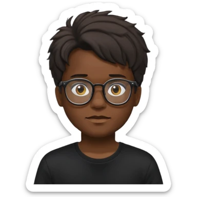  boy with freeform hair black t-shirt put a glasses black people sticker