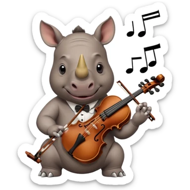 Rhino playing playing violin sticker