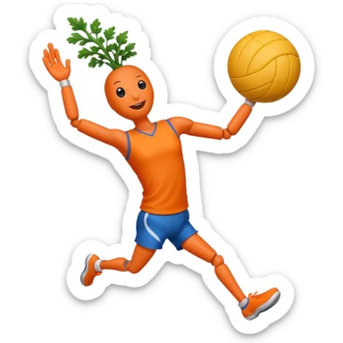 A carrot playing volleyball sticker