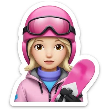 A snowboarder girl in a pink kosume sticker