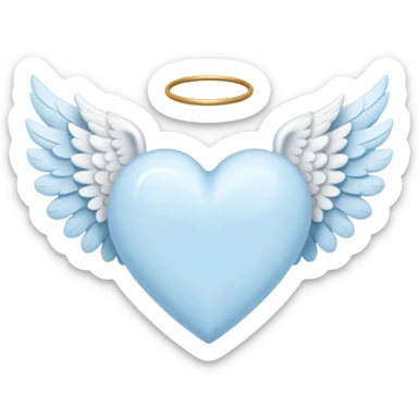 light sky blue heart with angel wing sticker