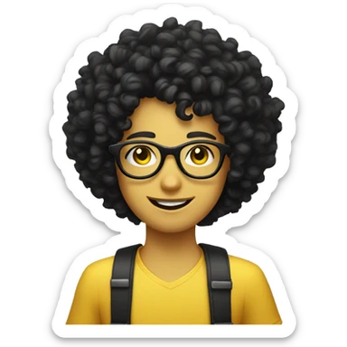 A simple yellow smiley but with black hair curly perm and glasses sticker